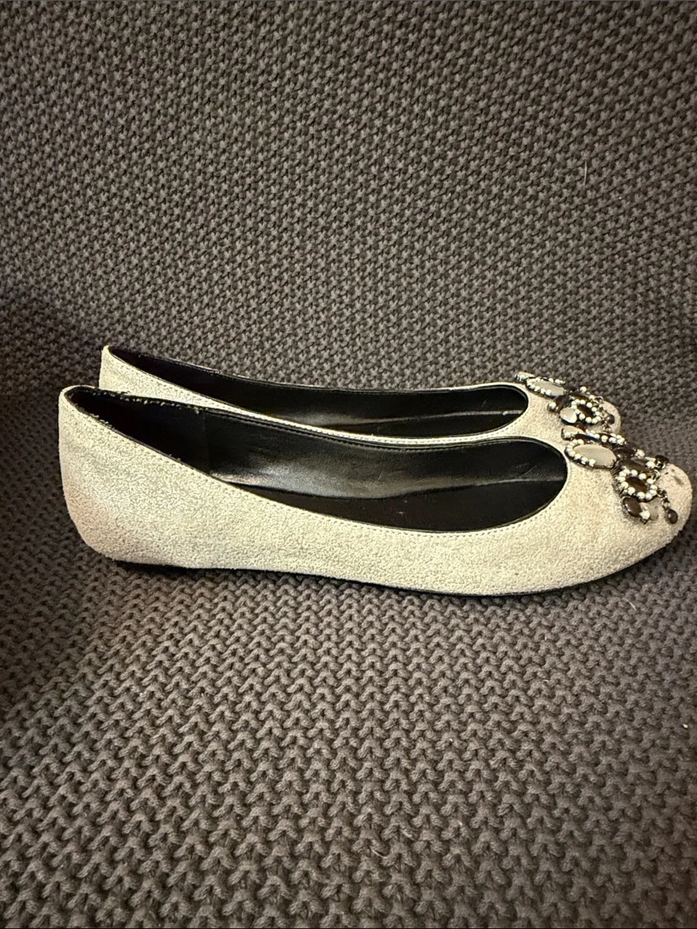 White House Black Market Silver Jeweled Ballet Flats
